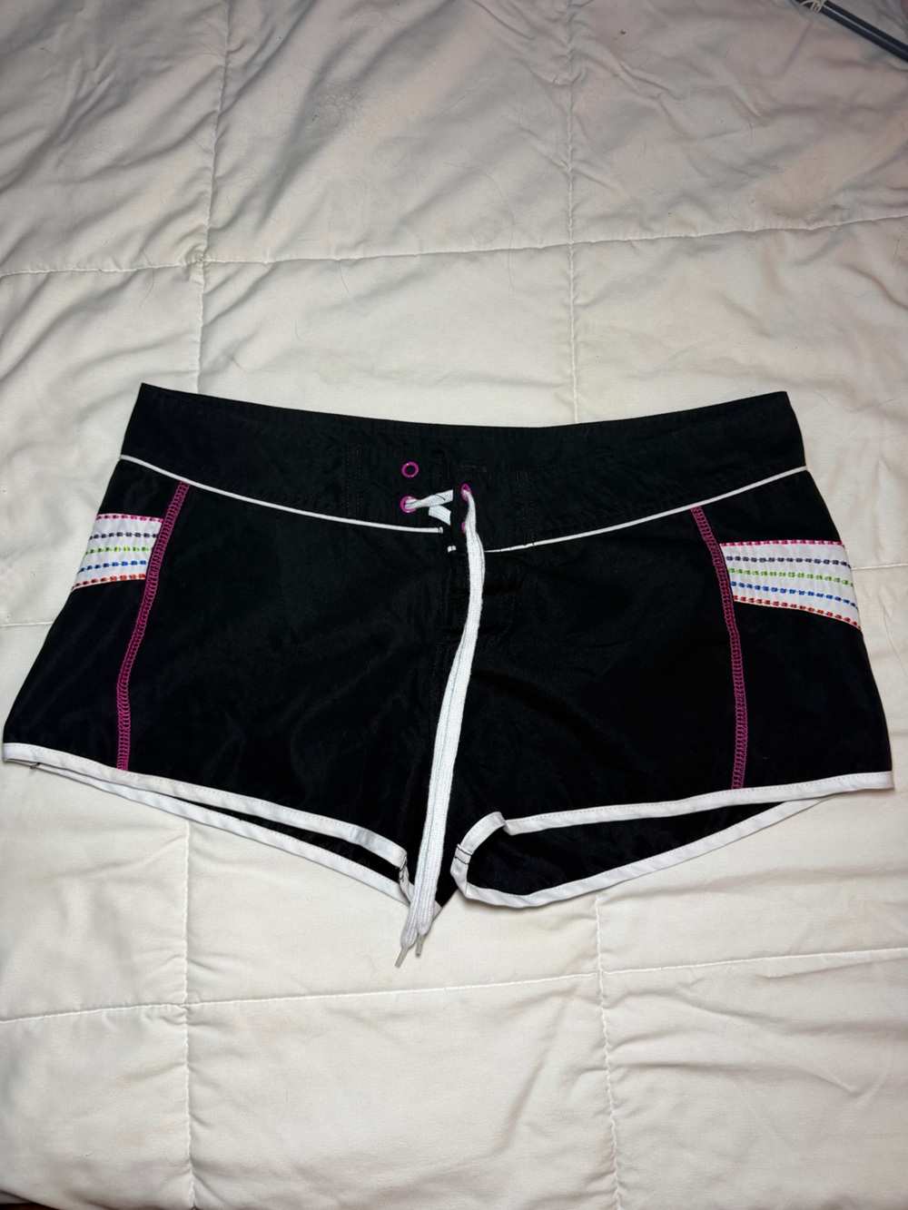 OP Black Swim Shorts with White Trim and Pink Accents